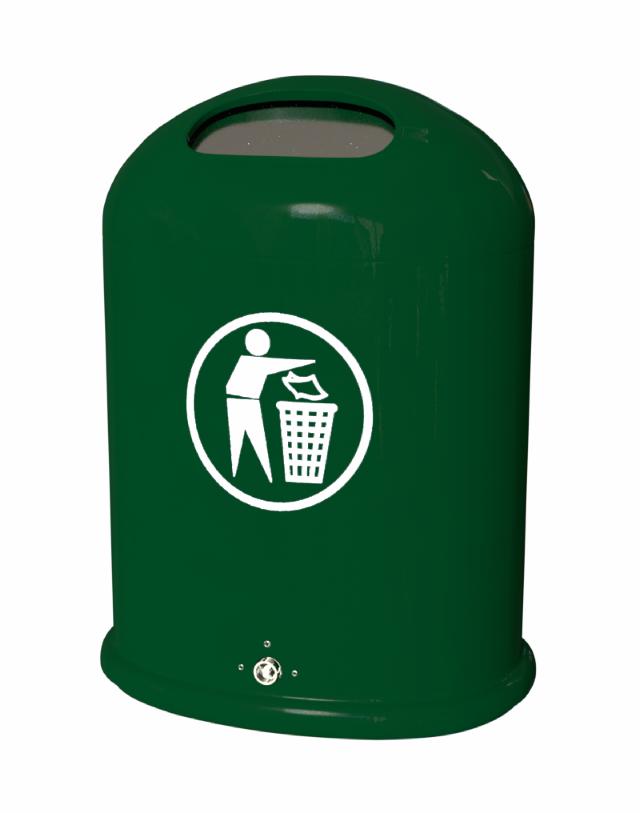 Avfallsbeholder utendørs Model 5034 45 liter Med fjærklaff Grønn